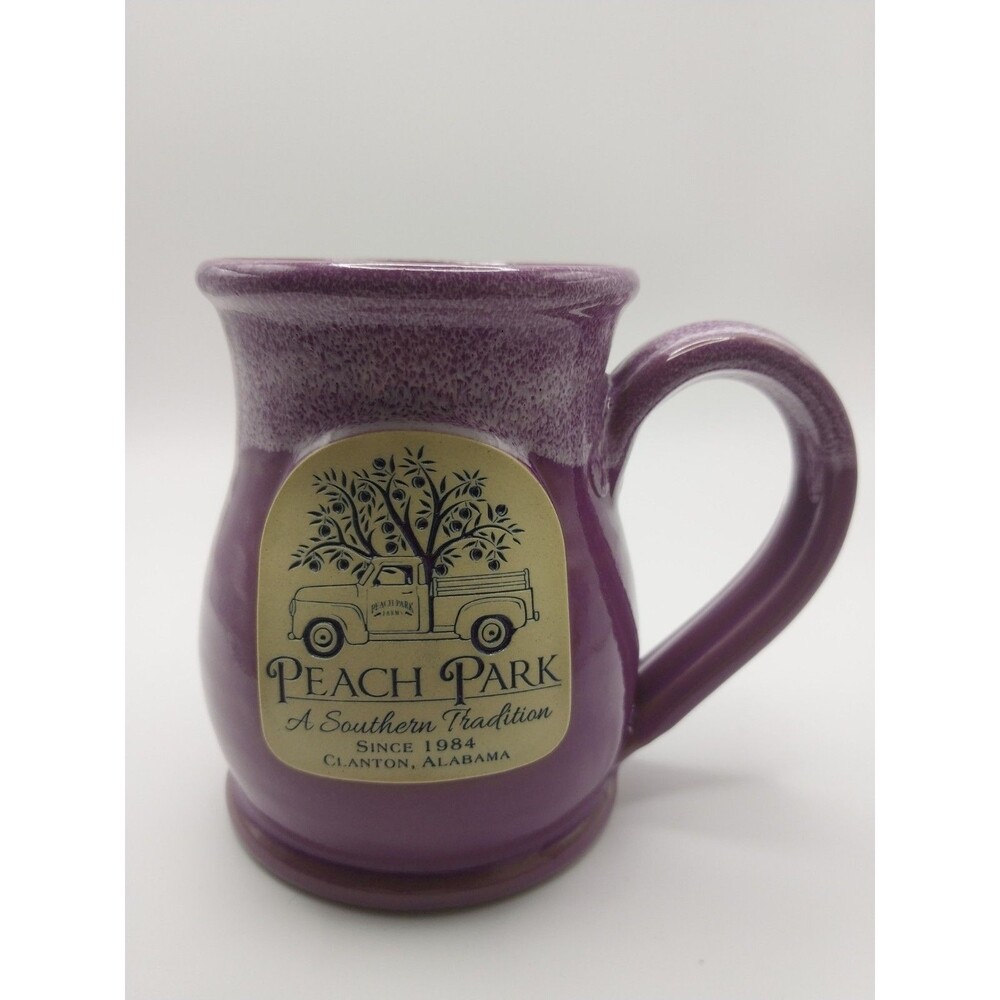 Deneen Pottery Peach Park Hand Thrown Drip Glaze Clanton AL Souvenir Mug 15 oz